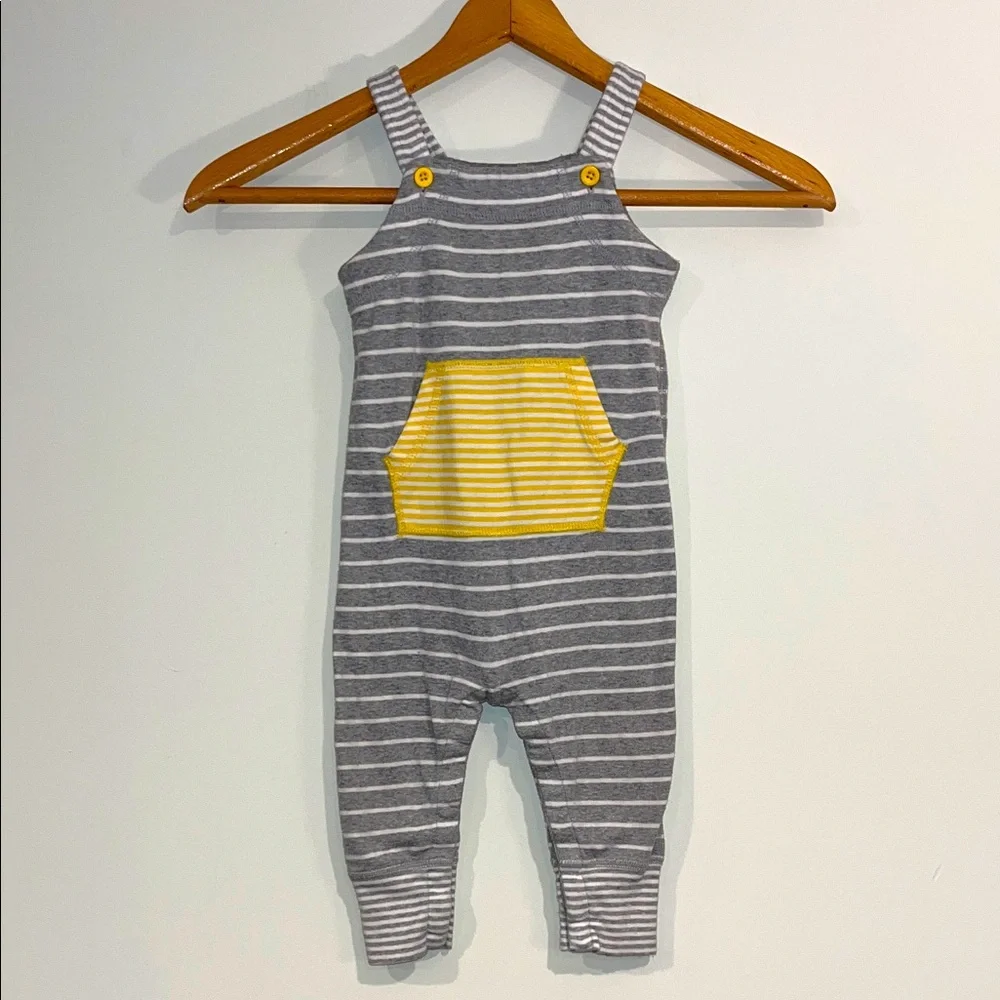 Hanna Andersson Gray & Yellow Stripe Overalls